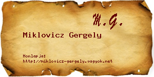 Miklovicz Gergely névjegykártya